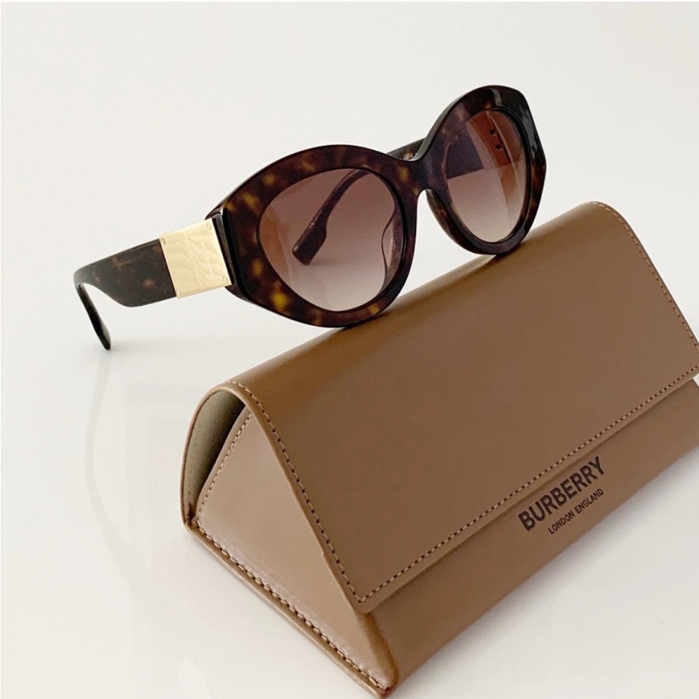 Burberry Tortoise Shell Sunglasses with Gold Accent, New